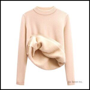 Fleece Lined Mock Neck Pullover Thermal Sweater Women's Warm Winter Tops